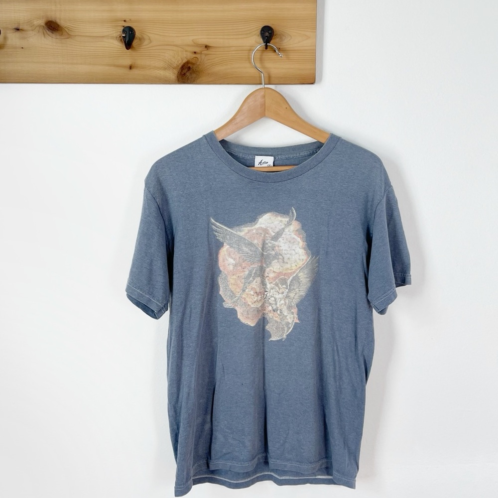 Distressed Worn Blue Astro Graphic Tee Size M